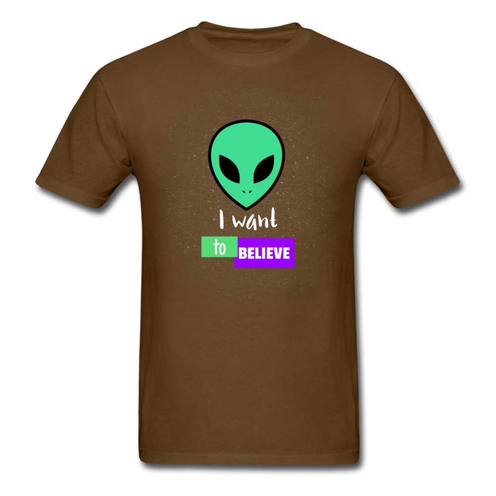 Alien I Want to Believe T-Shirt - brown