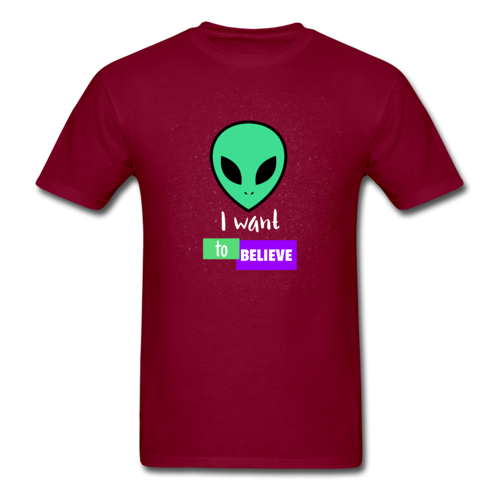 Alien I Want to Believe T-Shirt - burgundy