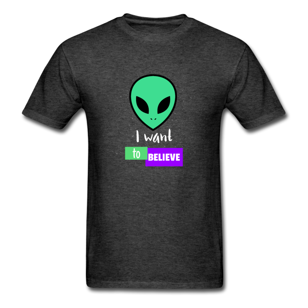 Alien I Want to Believe T-Shirt - heather black