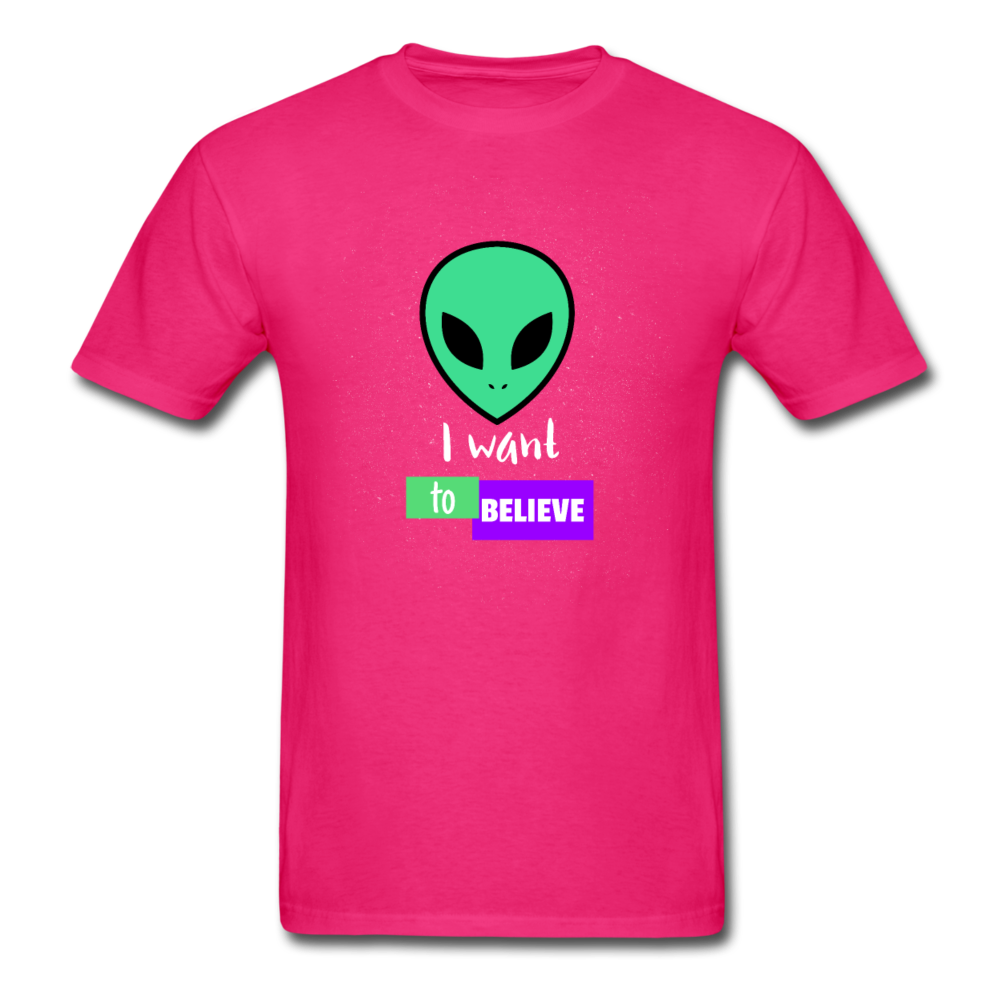 Alien I Want to Believe T-Shirt - fuchsia