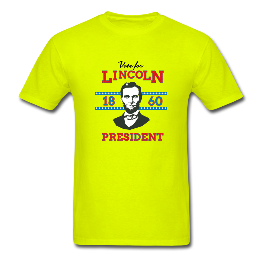 Abraham Lincoln 1860 Campaign Shirt (Fresh, No Distress) - safety green
