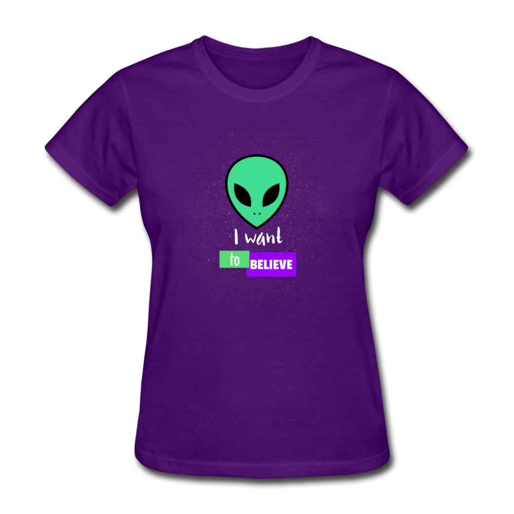 Women's I Want to Believe in Aliens T-Shirt - purple