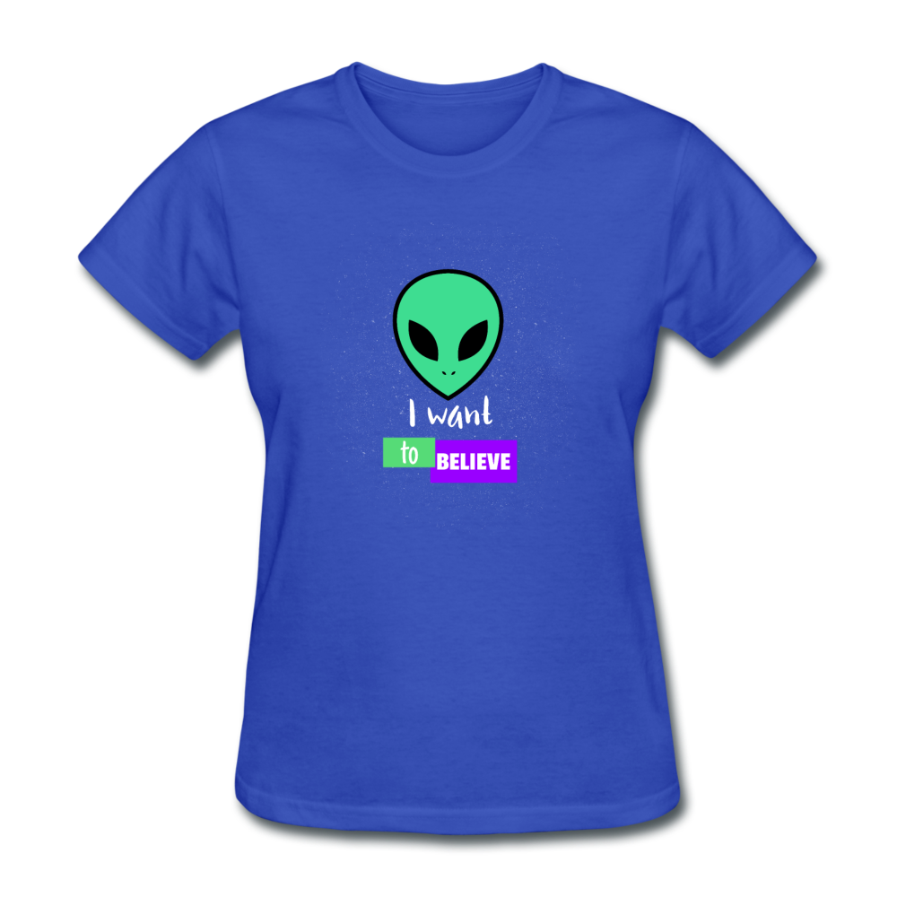 Women's I Want to Believe in Aliens T-Shirt - royal blue