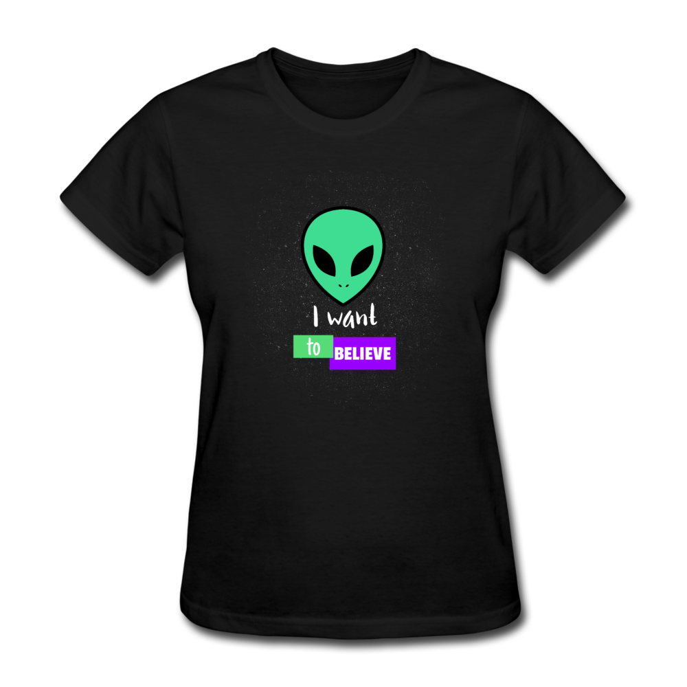 Women's I Want to Believe in Aliens T-Shirt - black