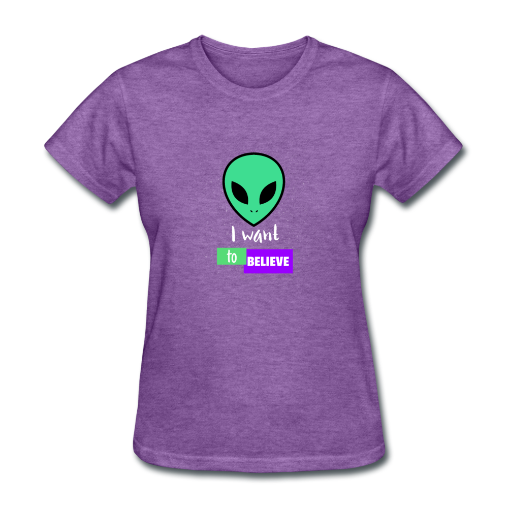 Women's I Want to Believe in Aliens T-Shirt - purple heather