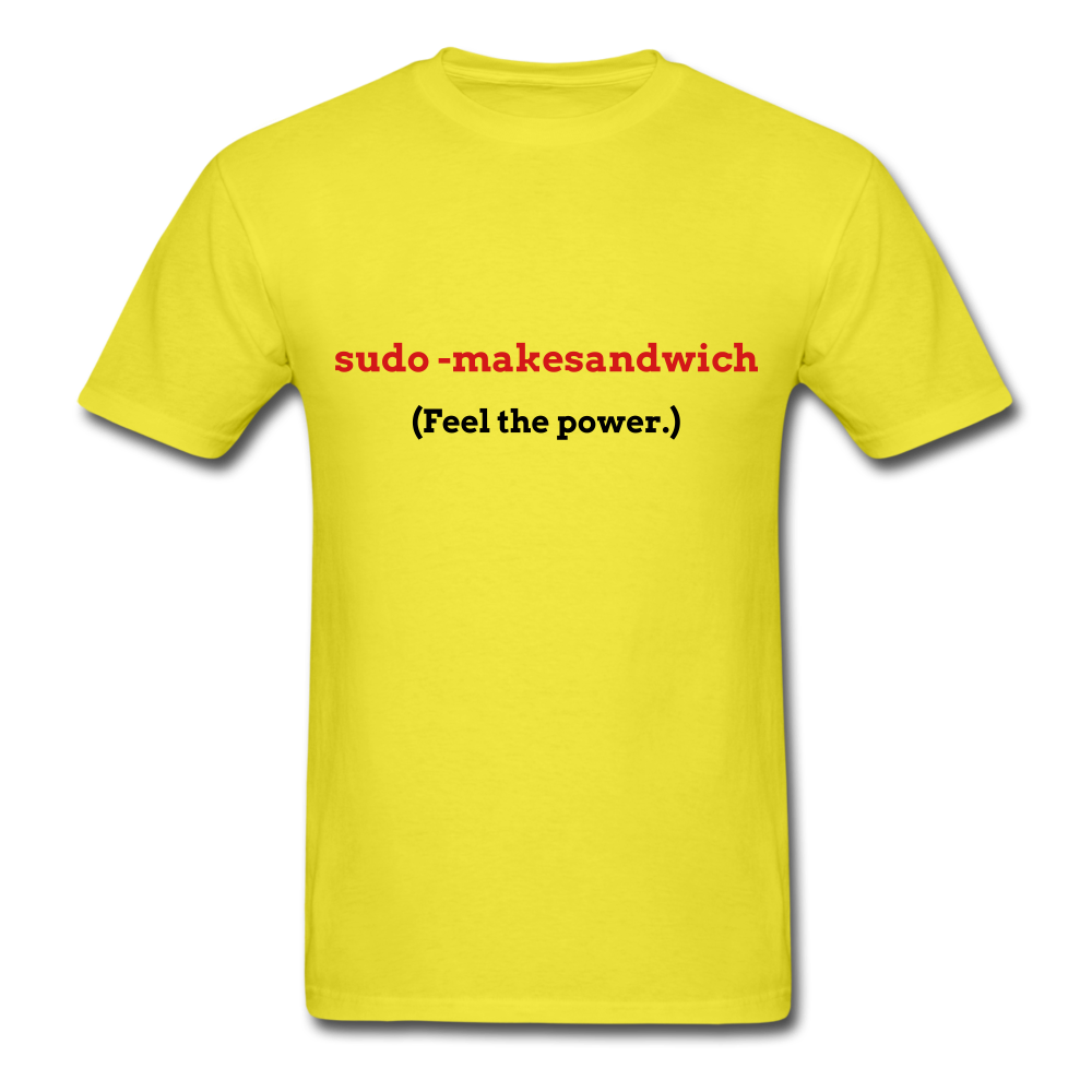 Unisex Geek sudo T-Shirt - yellow