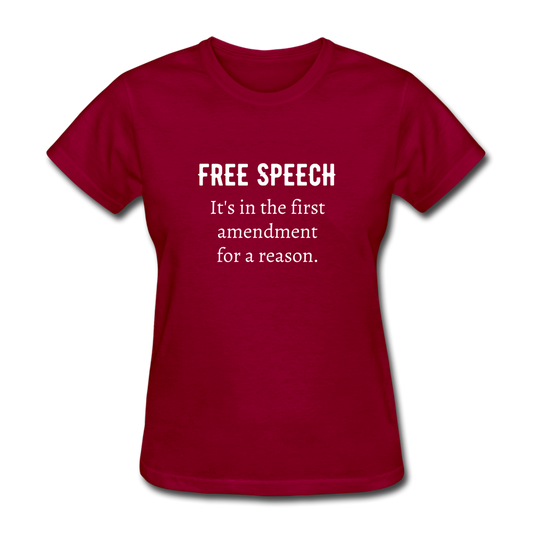 Women's Free Speech T-Shirt - dark red