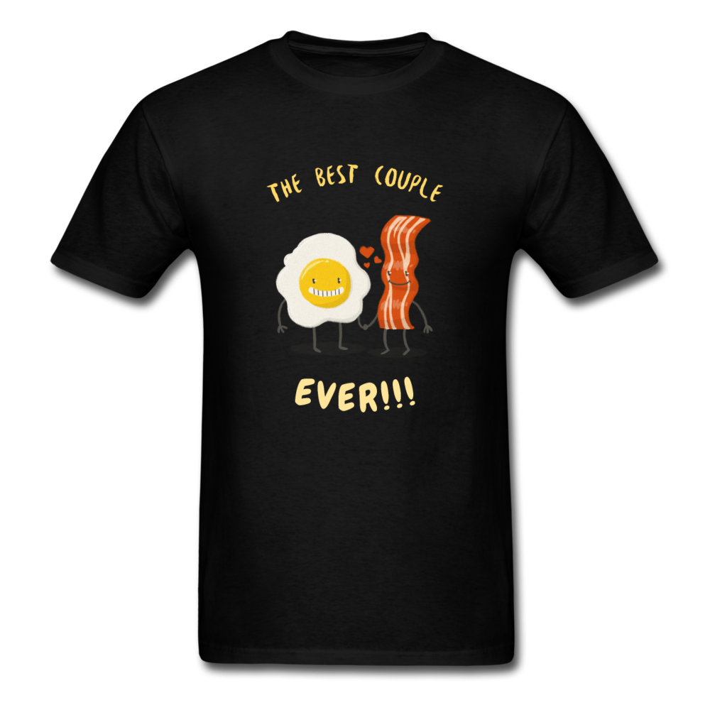 Unisex Bacon and Eggs Couple T-Shirt - black