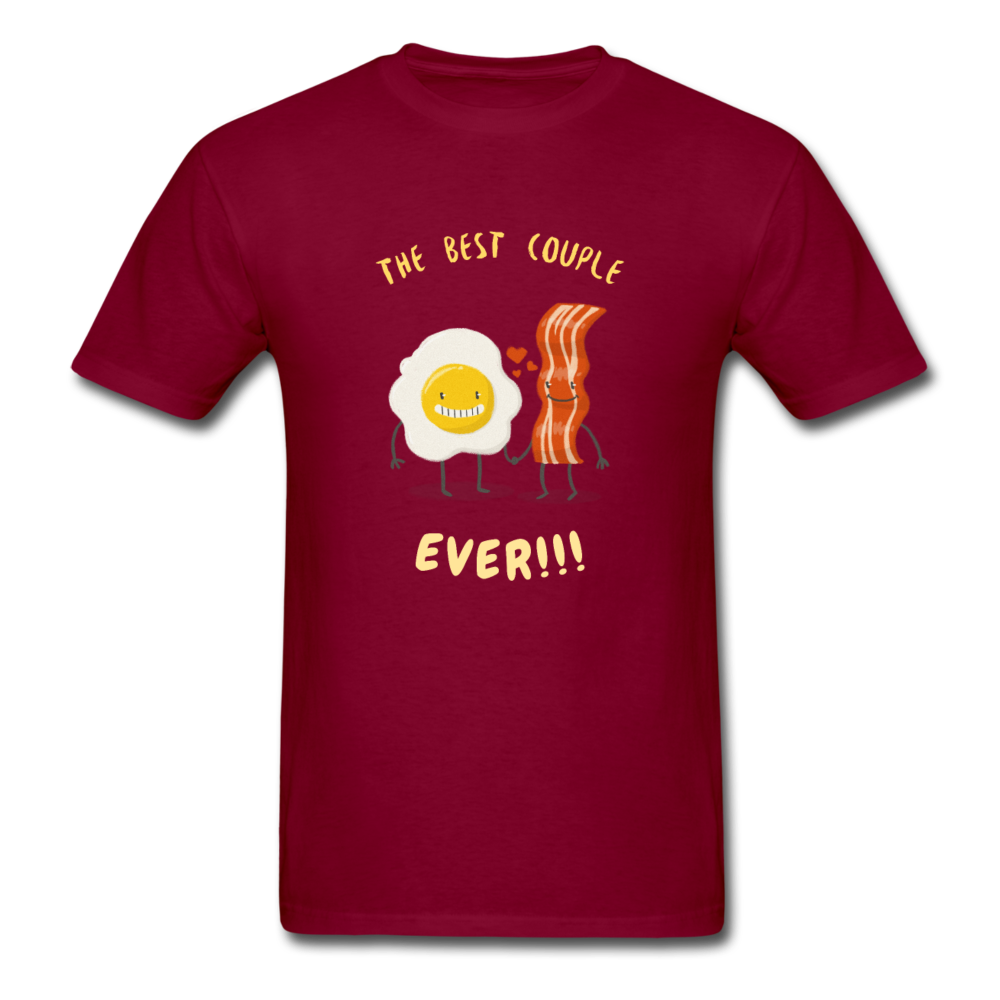 Unisex Bacon and Eggs Couple T-Shirt - burgundy