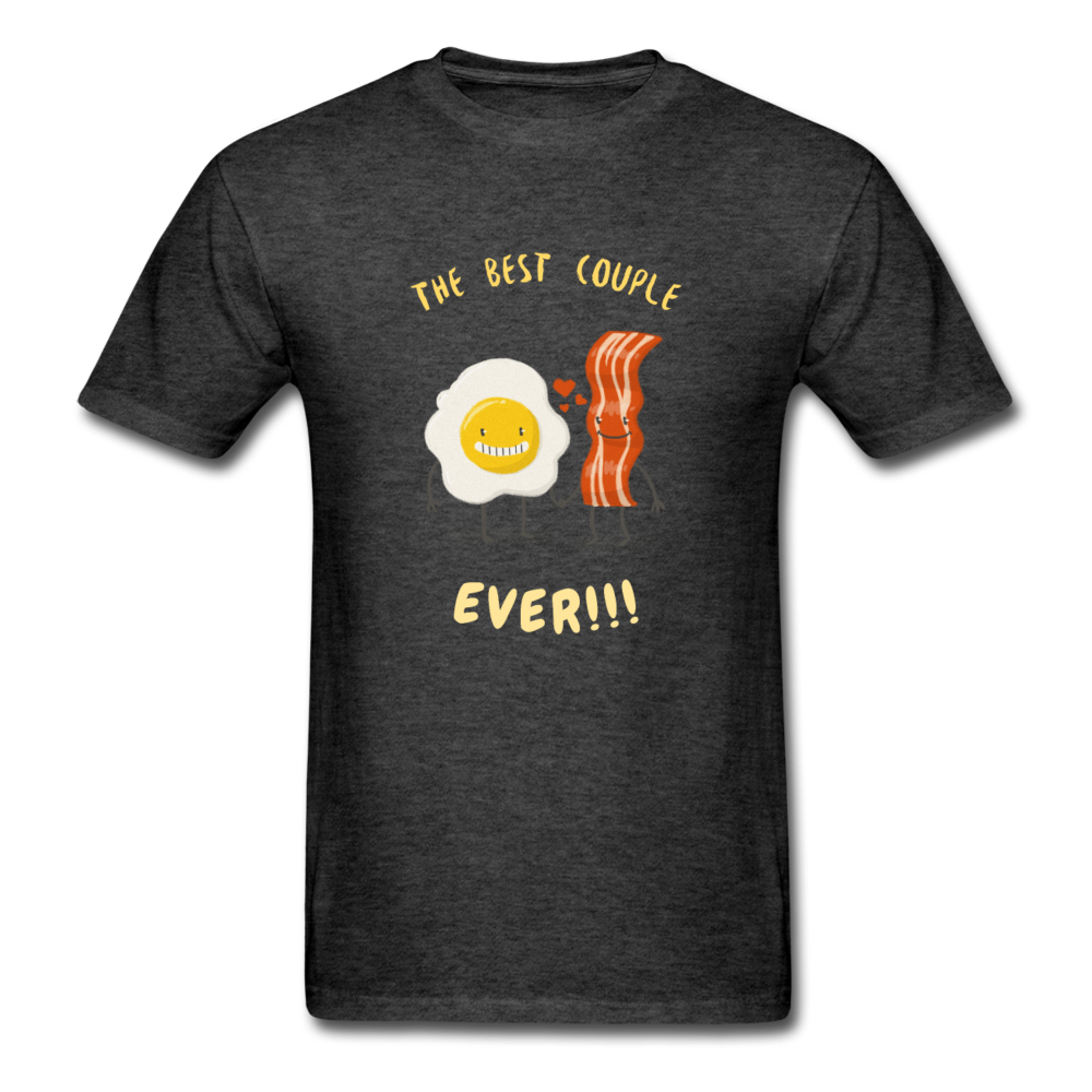 Unisex Bacon and Eggs Couple T-Shirt - heather black