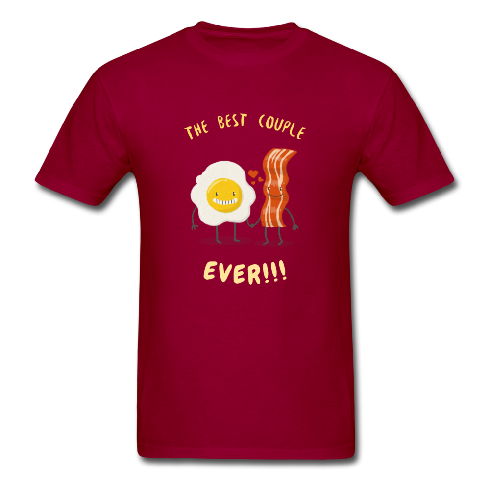 Unisex Bacon and Eggs Couple T-Shirt - dark red