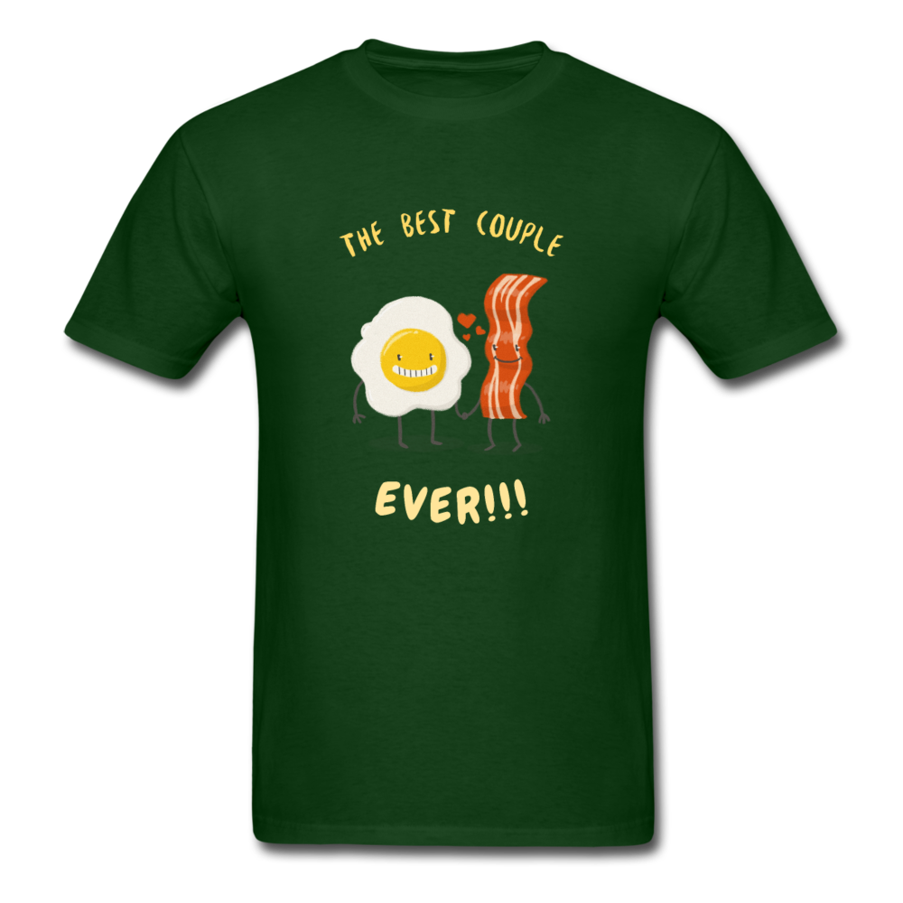 Unisex Bacon and Eggs Couple T-Shirt - forest green
