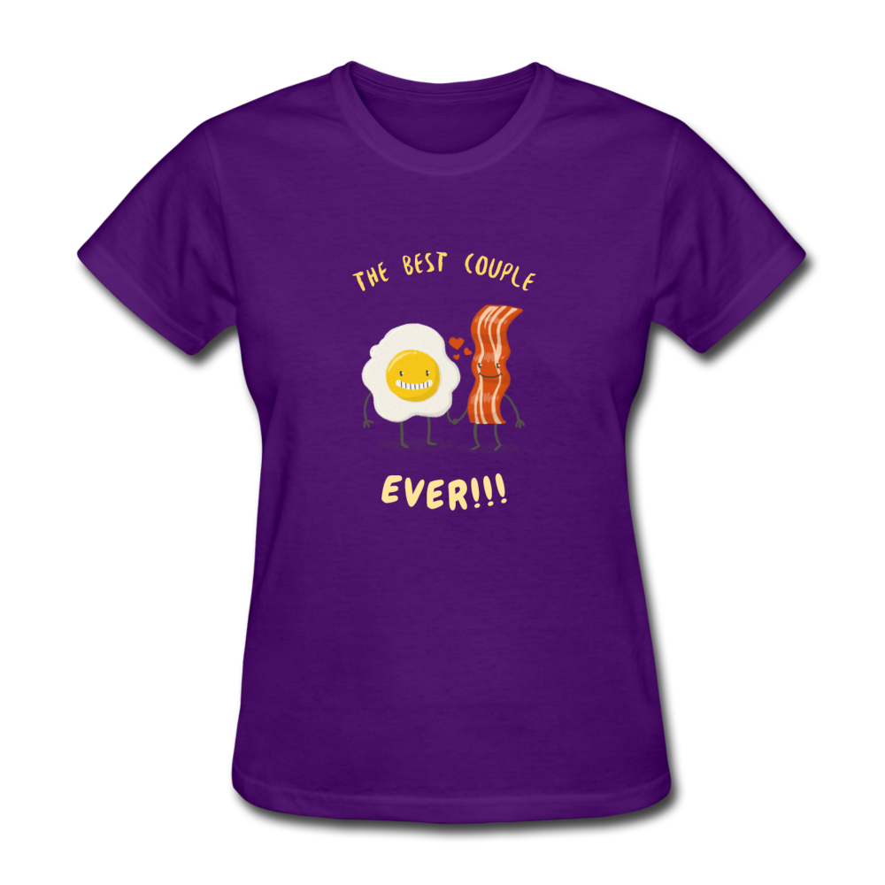 Women's Bacon and Eggs Couple T-Shirt - purple