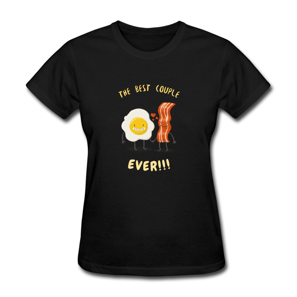 Women's Bacon and Eggs Couple T-Shirt - black