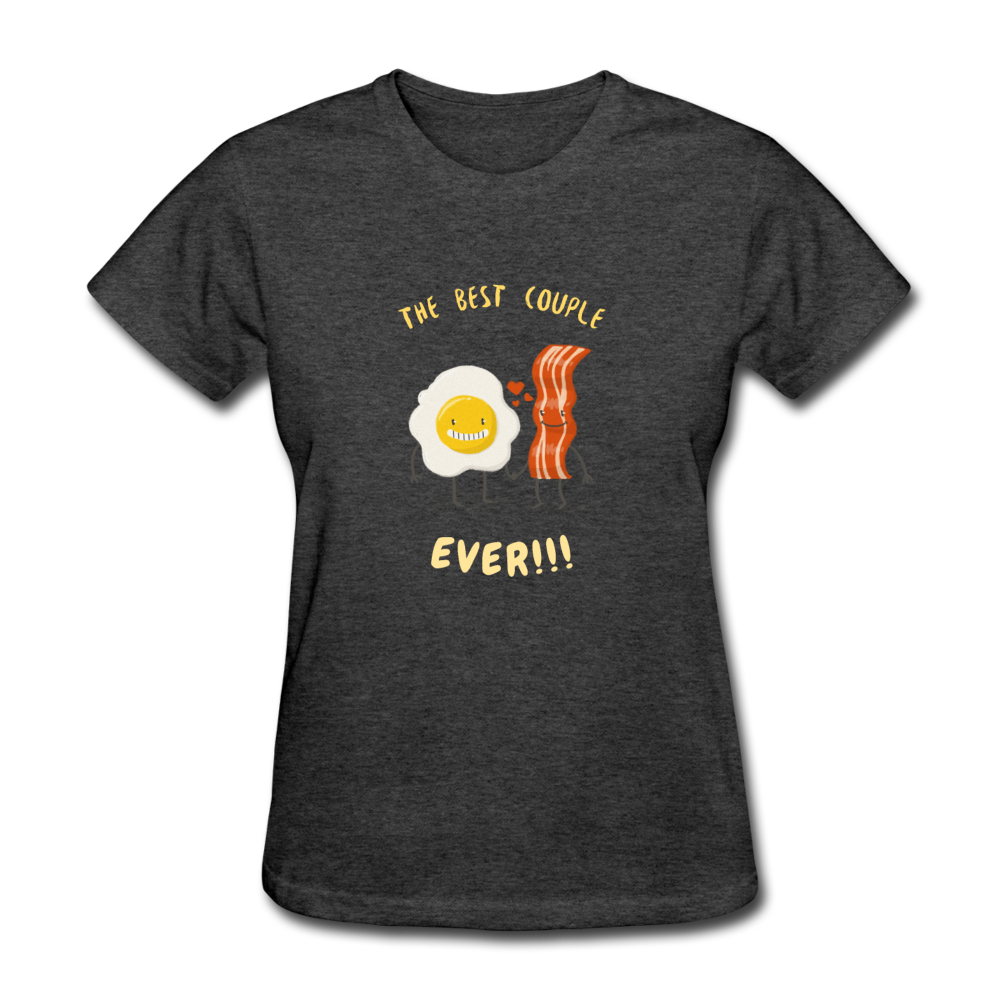 Women's Bacon and Eggs Couple T-Shirt - heather black