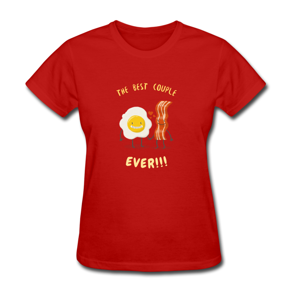 Women's Bacon and Eggs Couple T-Shirt - red