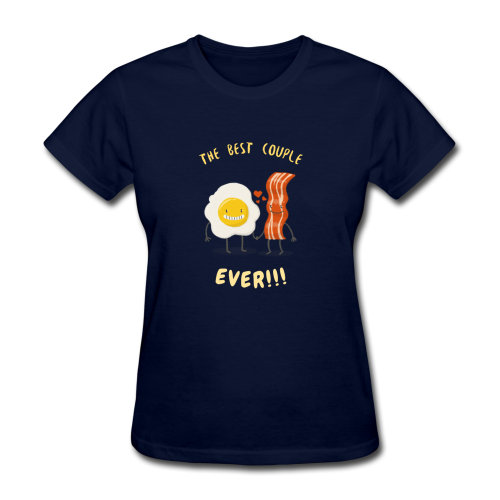 Women's Bacon and Eggs Couple T-Shirt - navy