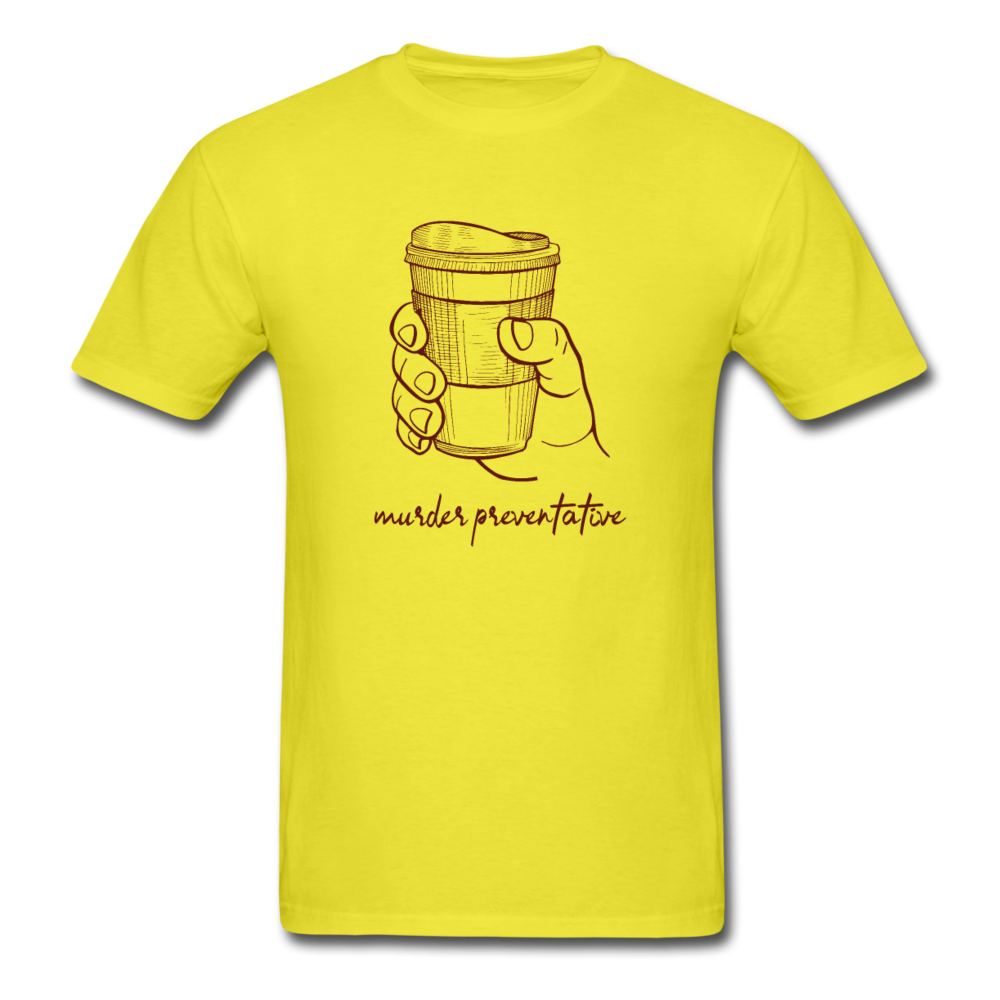 Unisex Coffee Murder Preventative T-Shirt - yellow