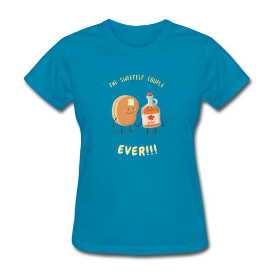 Women's Pancakes and Syrup T-Shirt - turquoise
