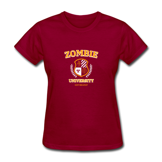 Women's Zombie University T-Shirt - dark red