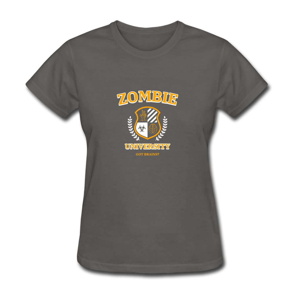 Women's Zombie University T-Shirt - charcoal