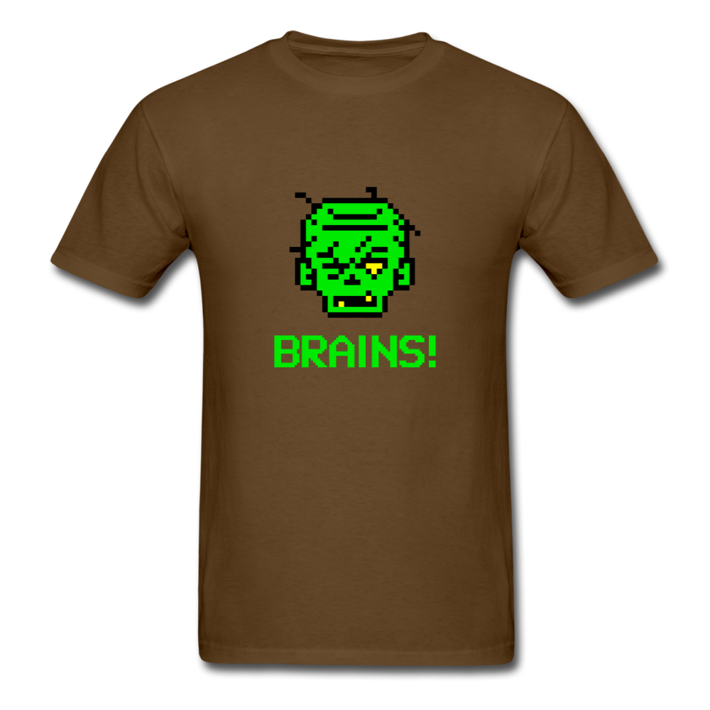 Unisex Zombie 8-bit Brains T-Shirt - brown