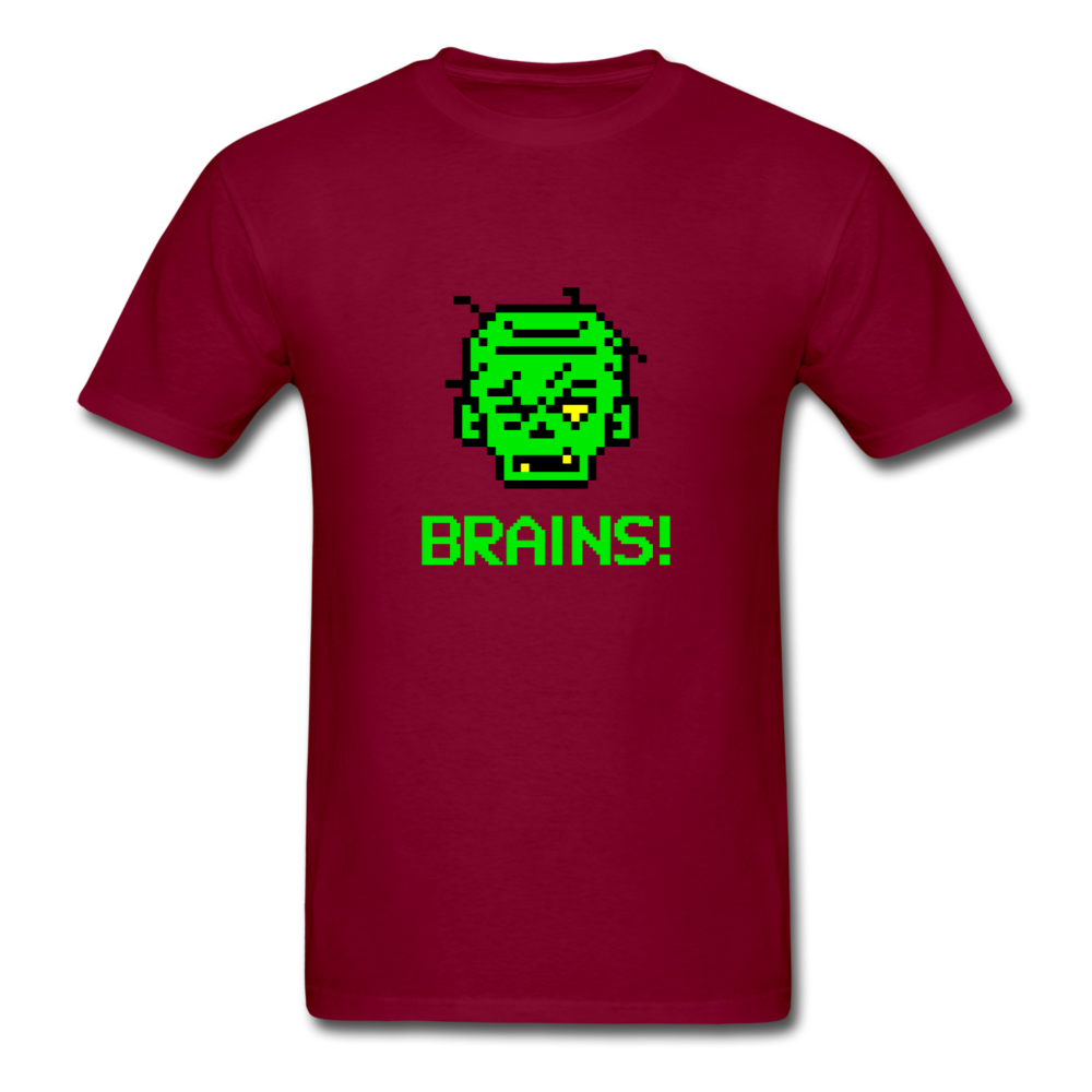 Unisex Zombie 8-bit Brains T-Shirt - burgundy