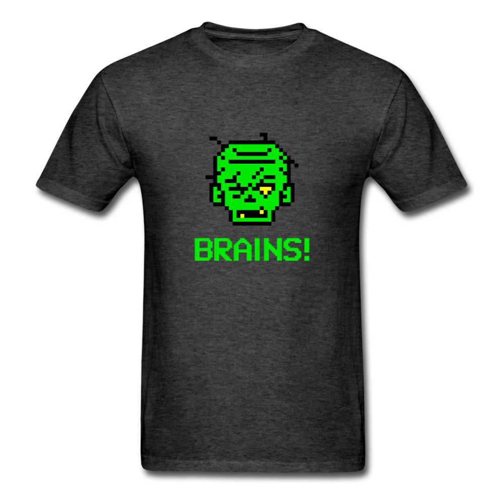 Unisex Zombie 8-bit Brains T-Shirt - heather black