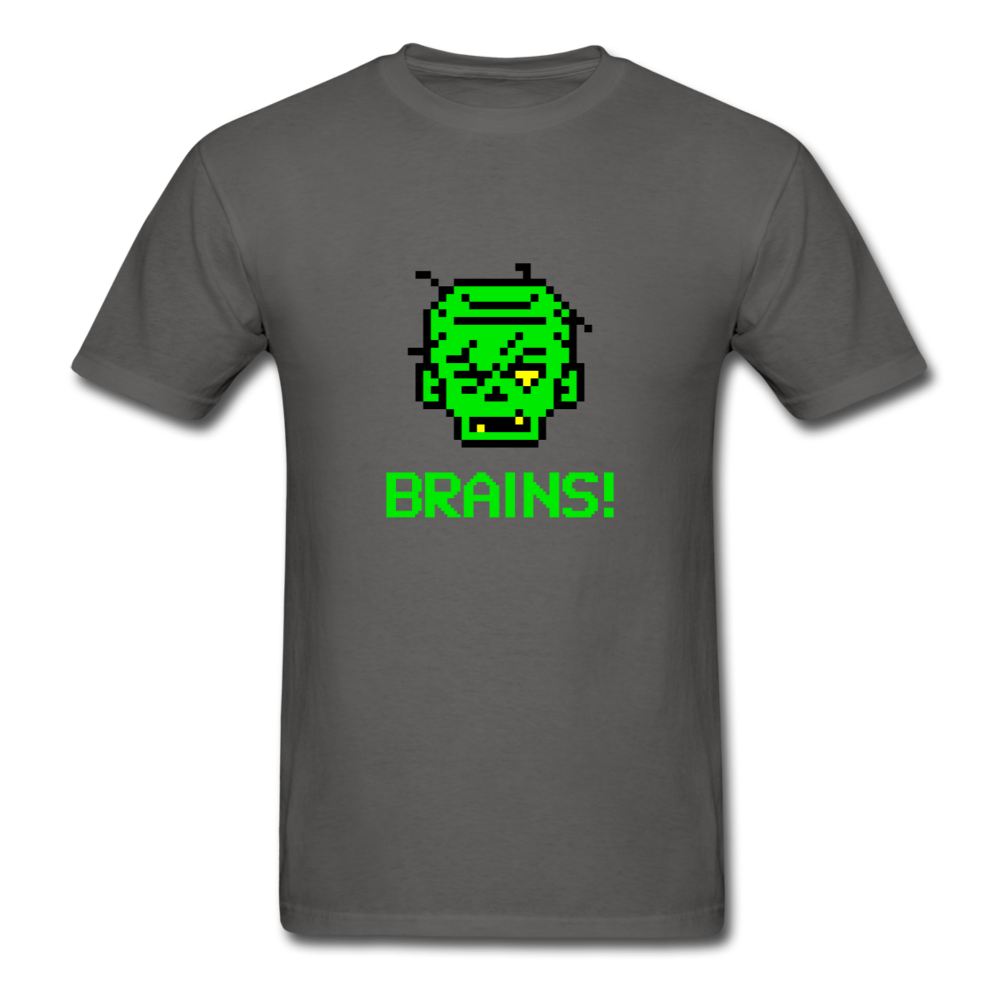 Unisex Zombie 8-bit Brains T-Shirt - charcoal