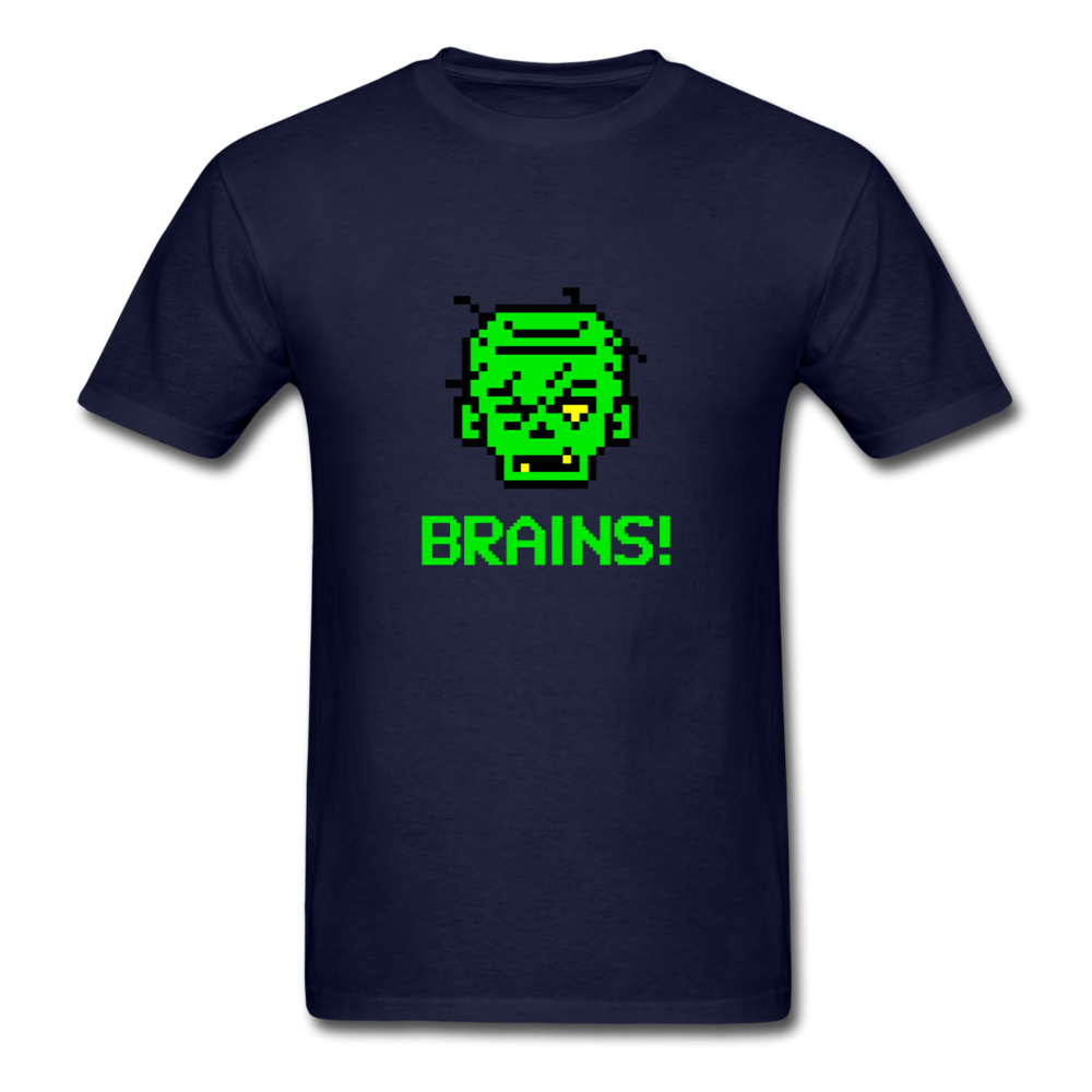 Unisex Zombie 8-bit Brains T-Shirt - navy