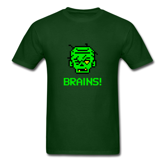 Unisex Zombie 8-bit Brains T-Shirt - forest green