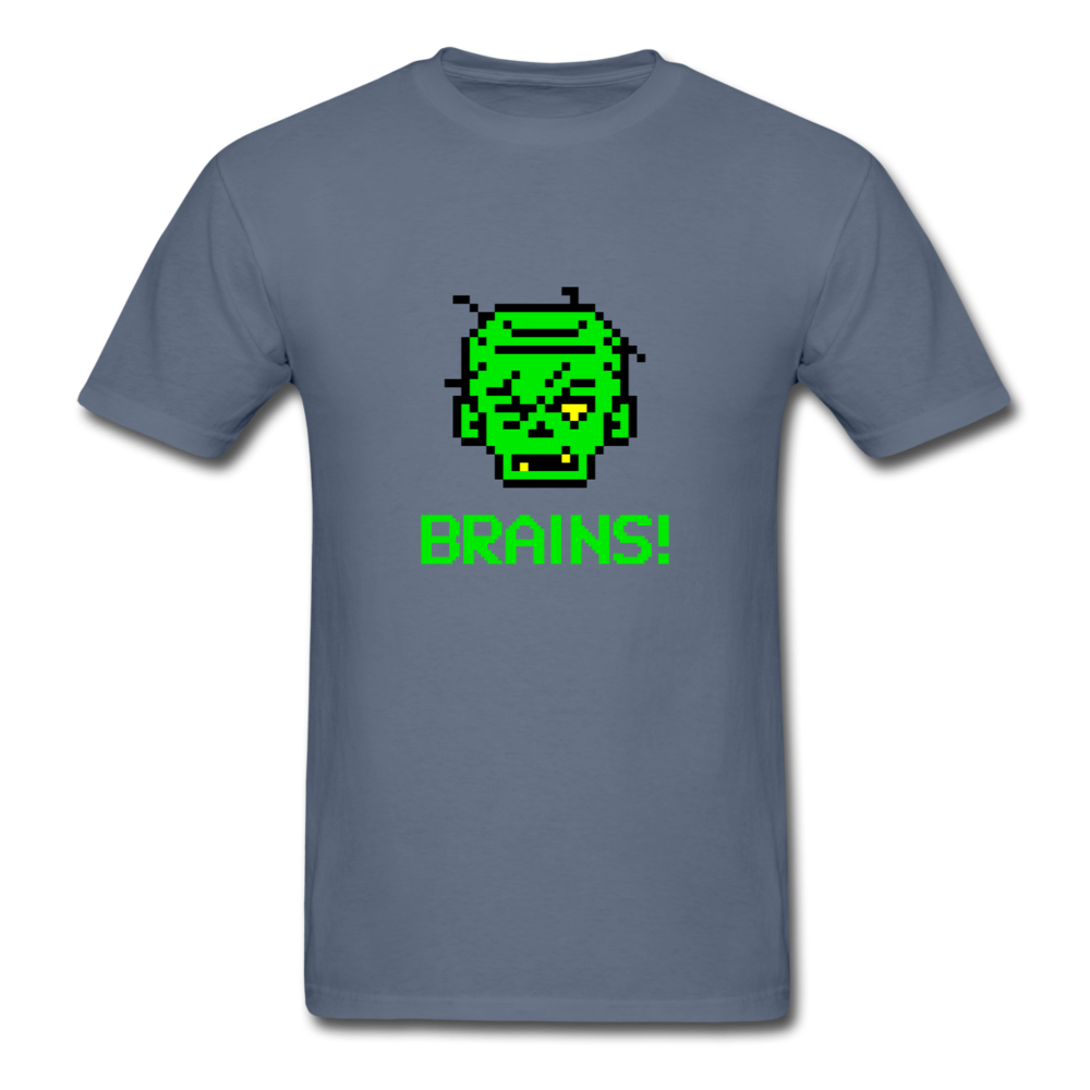 Unisex Zombie 8-bit Brains T-Shirt - denim