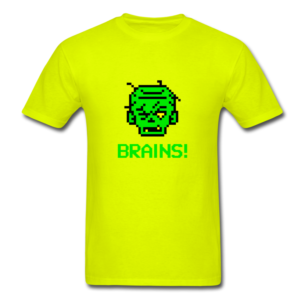 Unisex Zombie 8-bit Brains T-Shirt - safety green