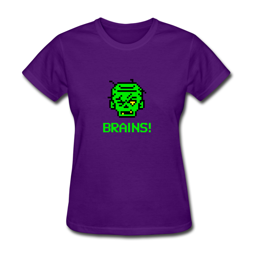 Women's Zombie 8-Bit Brains T-Shirt - purple