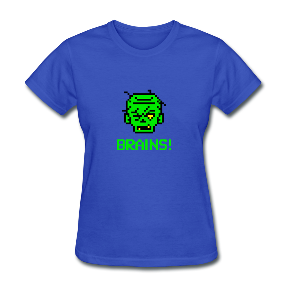 Women's Zombie 8-Bit Brains T-Shirt - royal blue