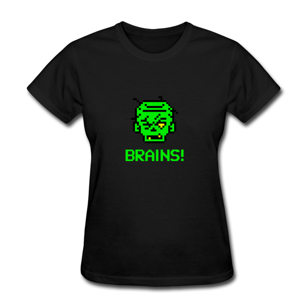 Women's Zombie 8-Bit Brains T-Shirt - black