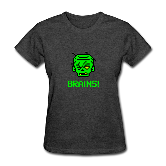 Women's Zombie 8-Bit Brains T-Shirt - heather black