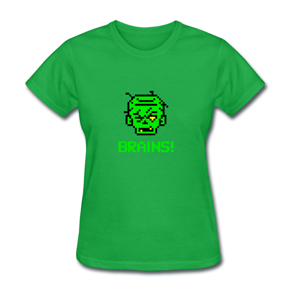 Women's Zombie 8-Bit Brains T-Shirt - bright green