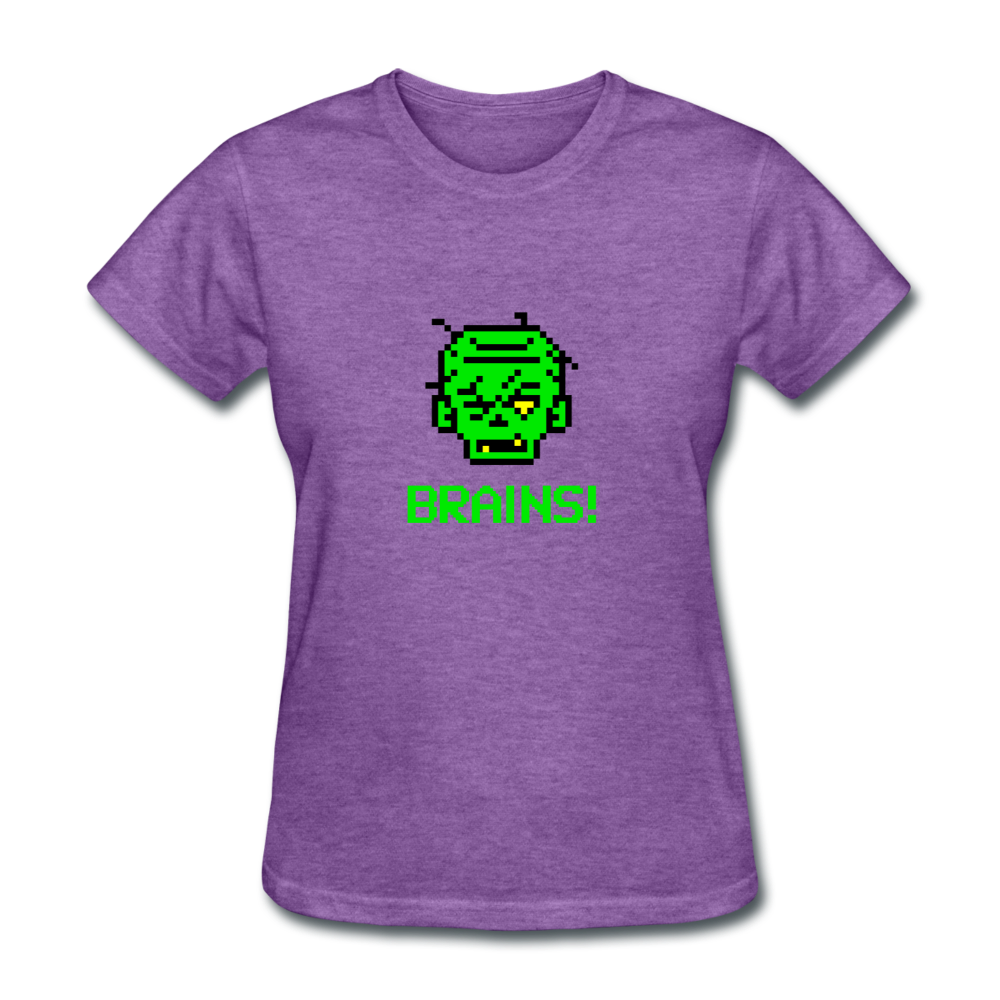 Women's Zombie 8-Bit Brains T-Shirt - purple heather