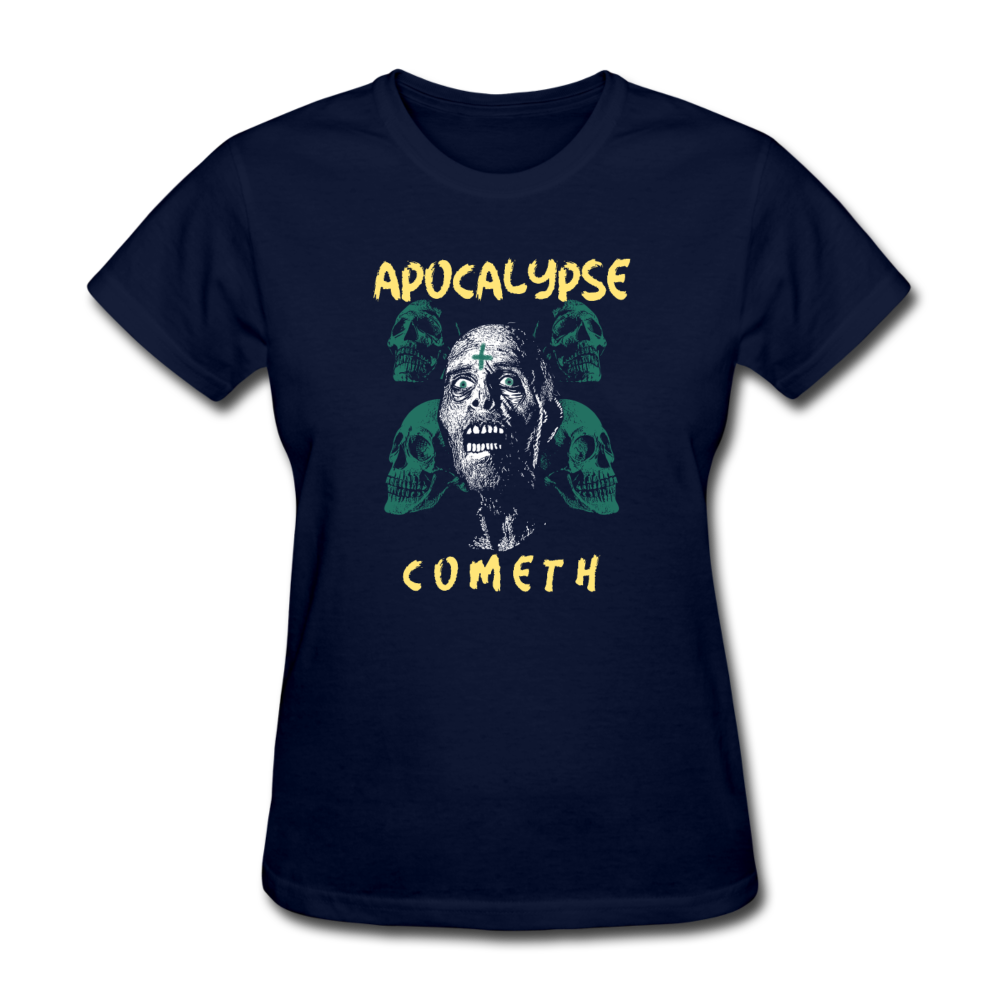 Women's Zombie Apocalypse Cometh T-Shirt - navy