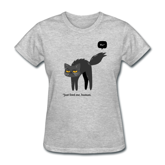 Women's Cat Just Feed Me T-Shirt - heather gray
