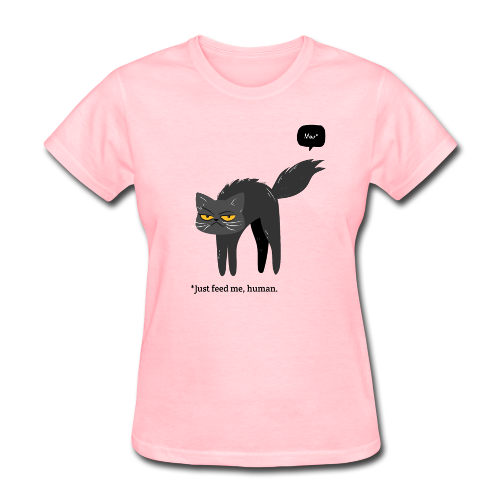 Women's Cat Just Feed Me T-Shirt - pink