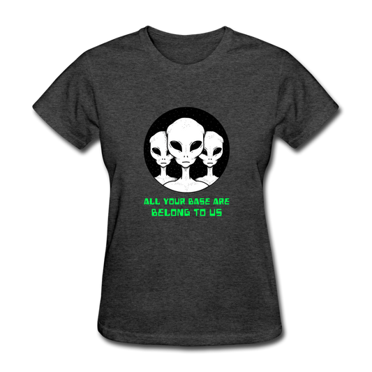 Women's Alien All Your Base Are Belong to Us T-Shirt - heather black