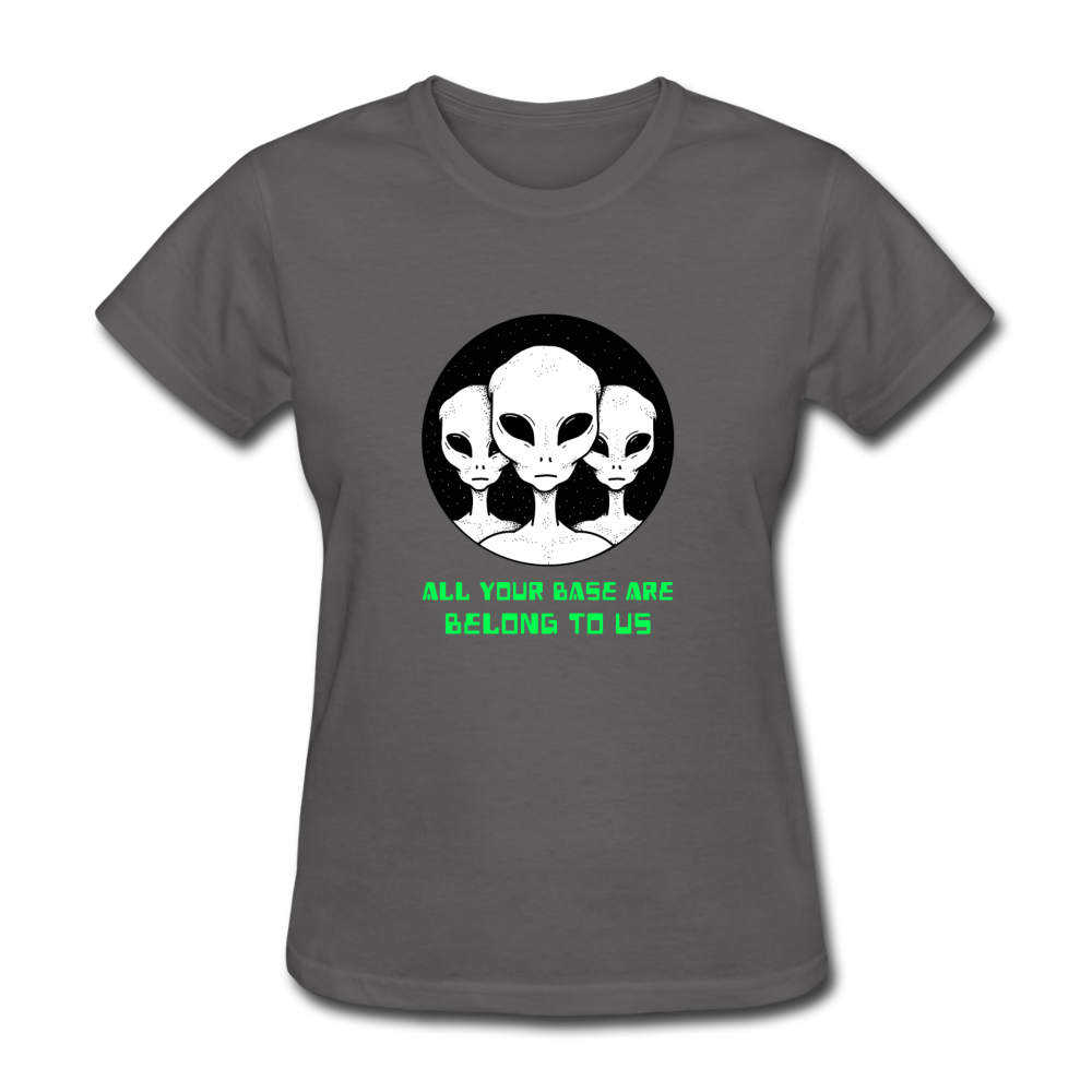 Women's Alien All Your Base Are Belong to Us T-Shirt - charcoal
