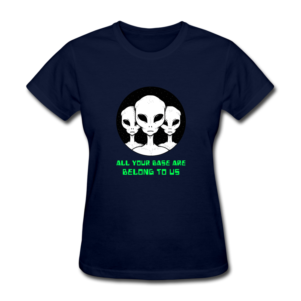 Women's Alien All Your Base Are Belong to Us T-Shirt - navy