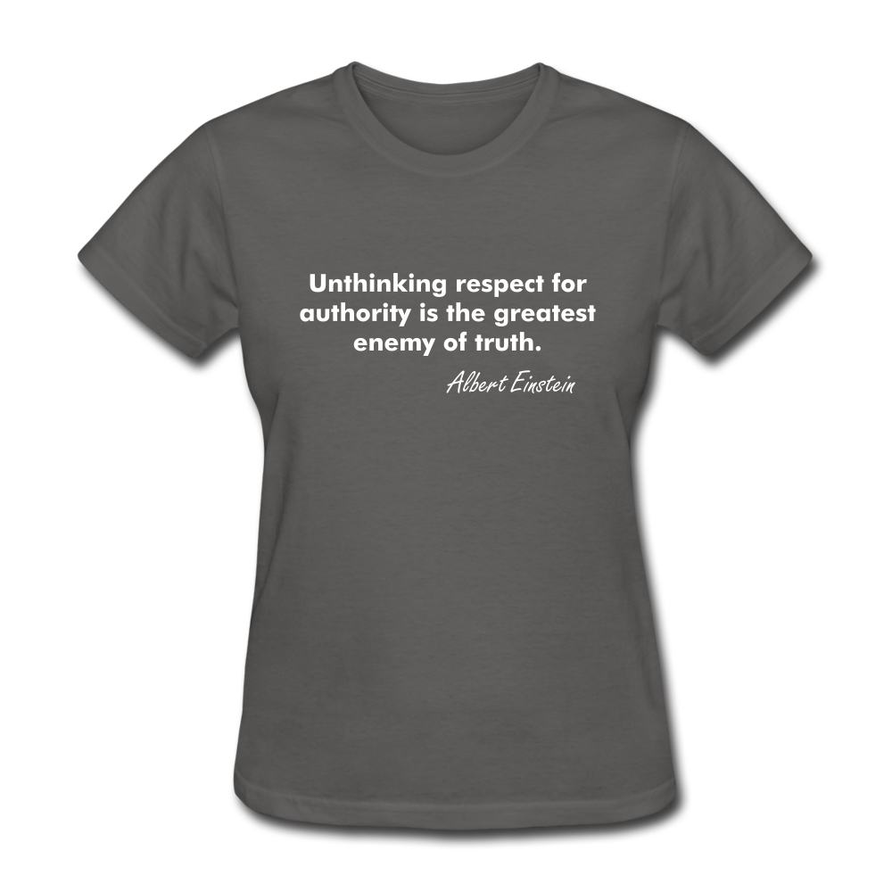 Women's Einstein Quote T-Shirt - charcoal