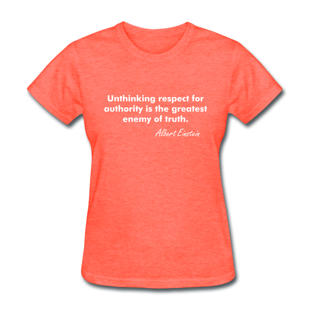 Women's Einstein Quote T-Shirt - heather coral