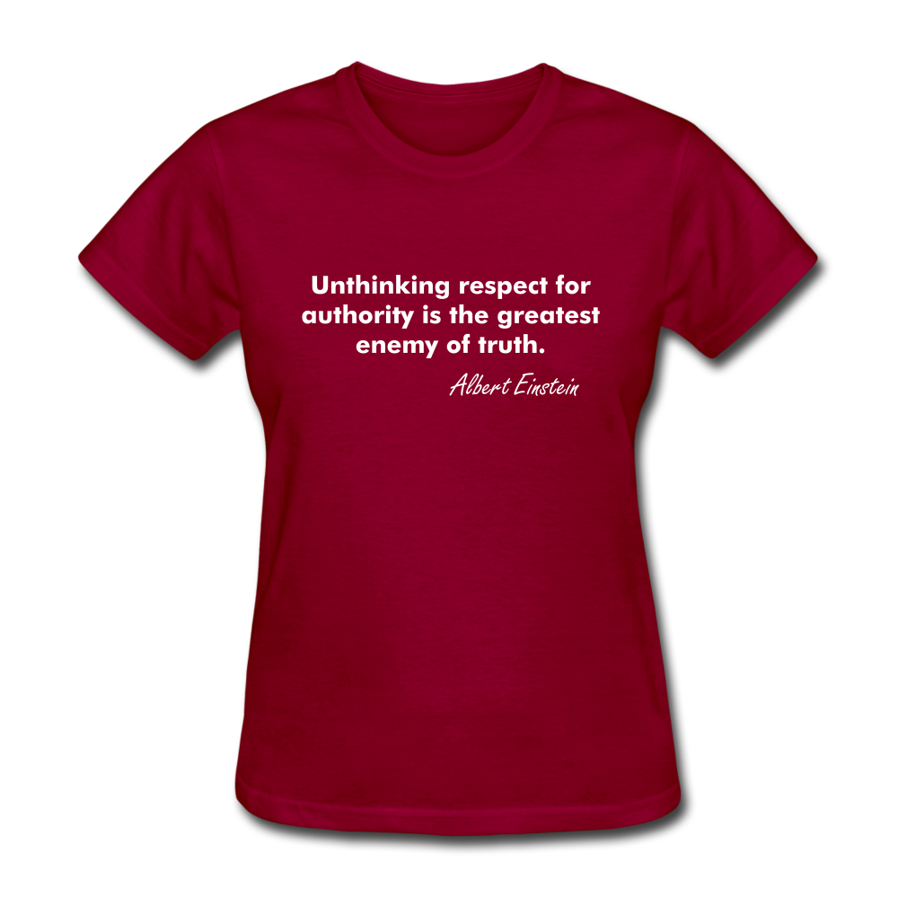 Women's Einstein Quote T-Shirt - dark red