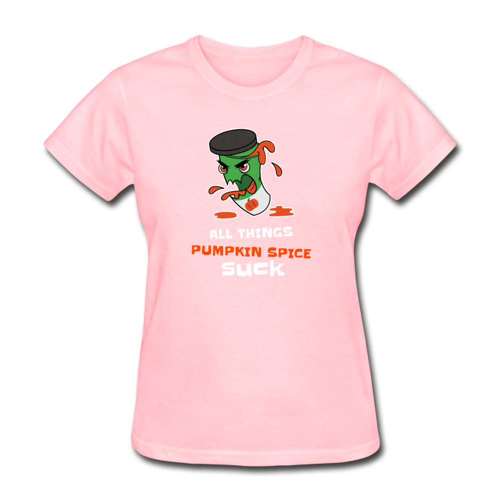 Women's Pumpkin Spice Sucks T-Shirt - pink