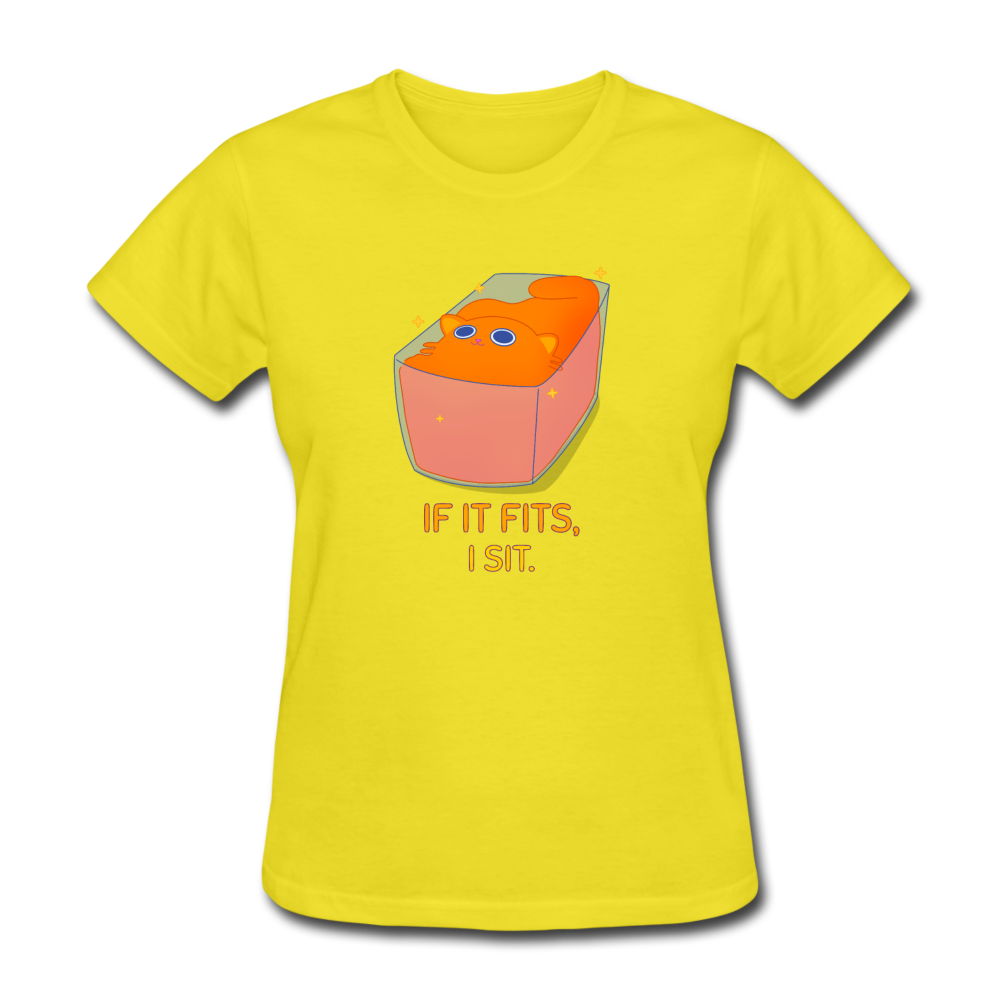 Women's Cat in Box T-Shirt - yellow
